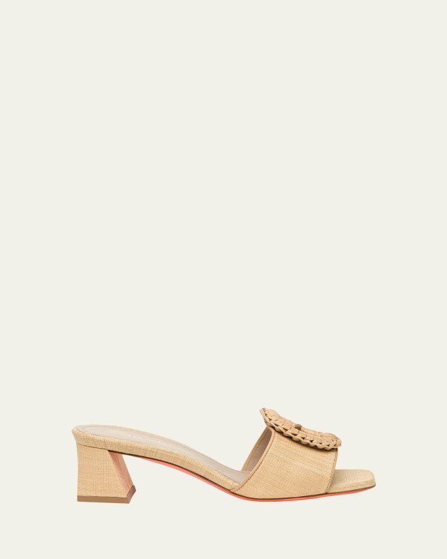 Marta Raffia Buckle Mule Sandals